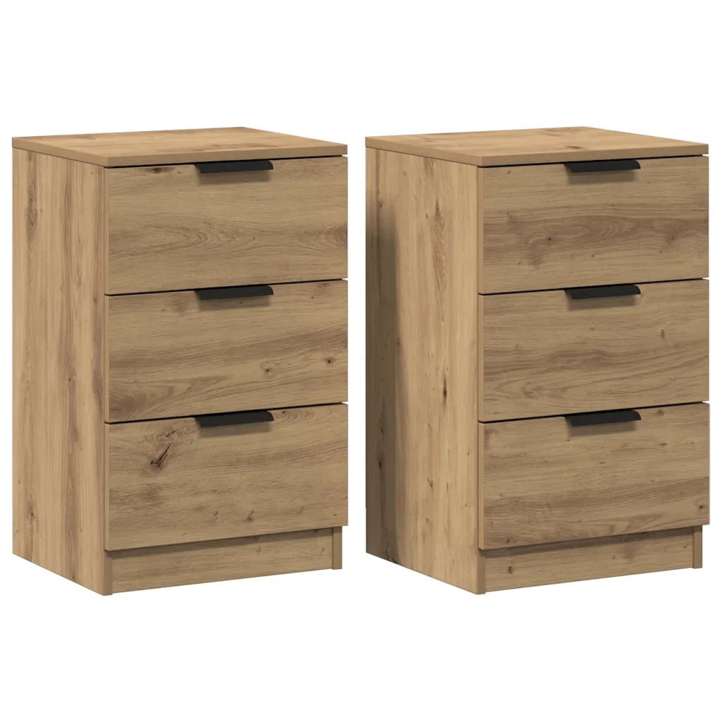 Comodini 2pz Rovere Artigianale 40x36x65cm in Legno Multistrato 856935