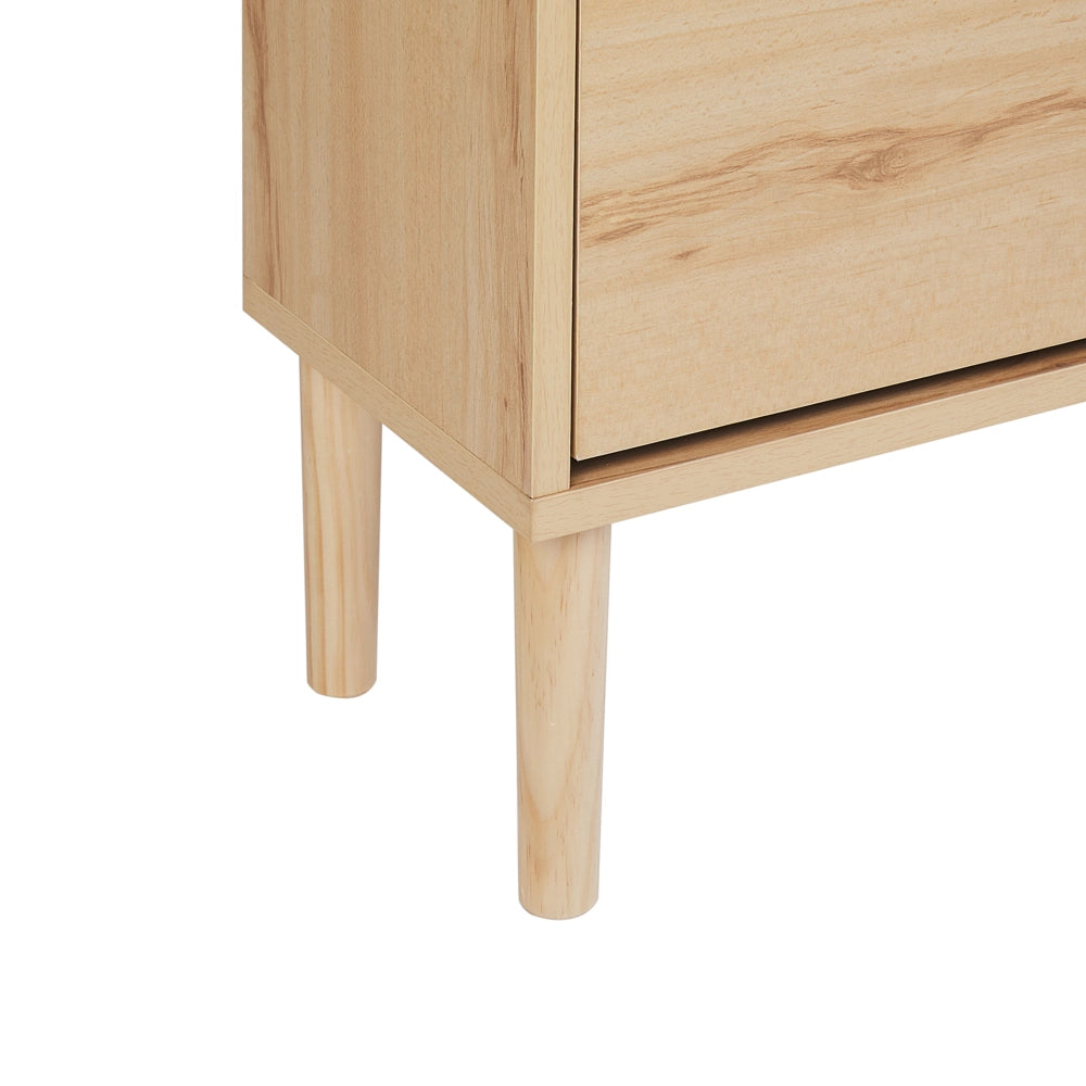 Scarpiera a 2 scomparti in truciolato Gambe in legno di gomma Legno chiaro elegante