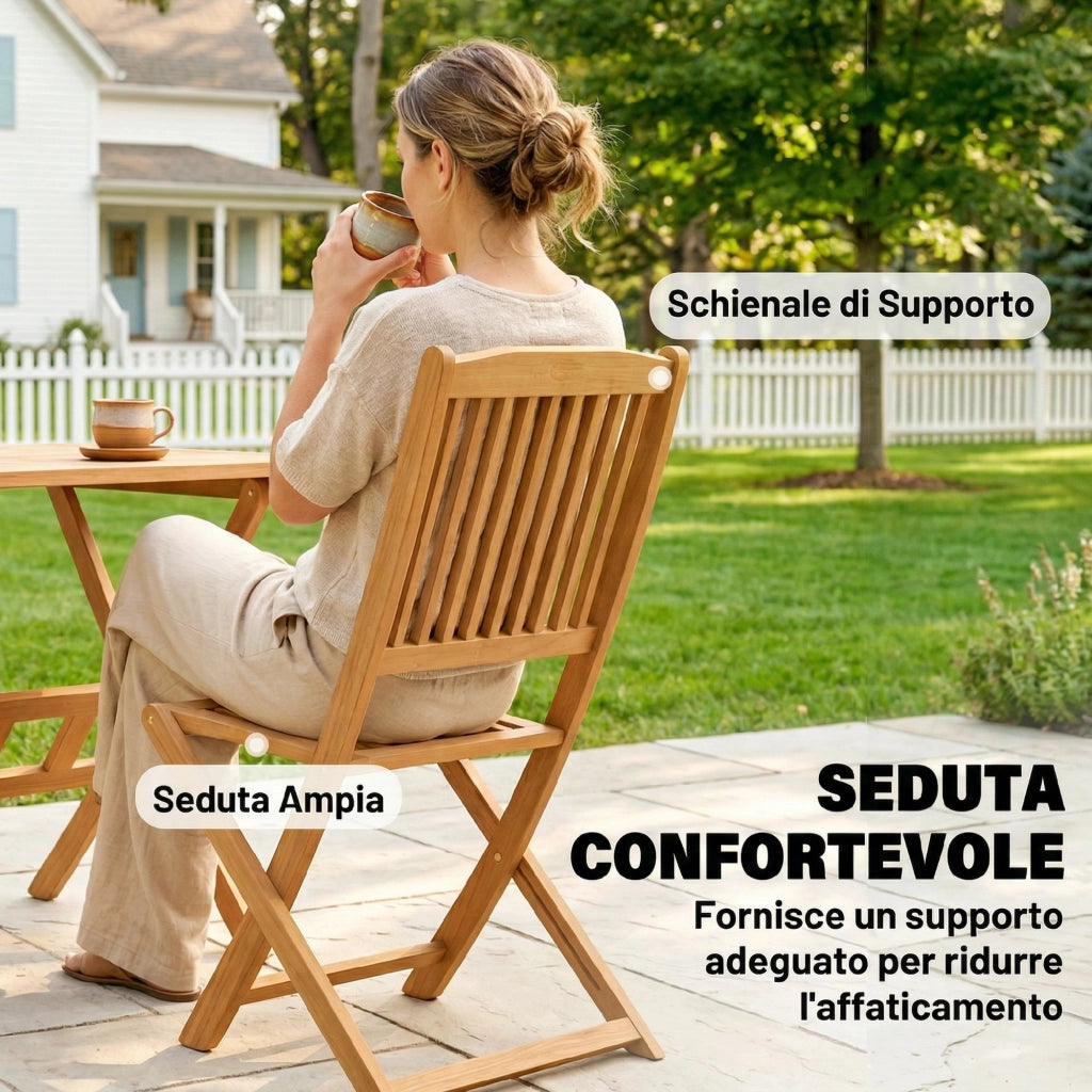 Set da pranzo per giardino ¨C zephmum ¨C 5 pezzi, tavolo e 4 sedie pieghevoli