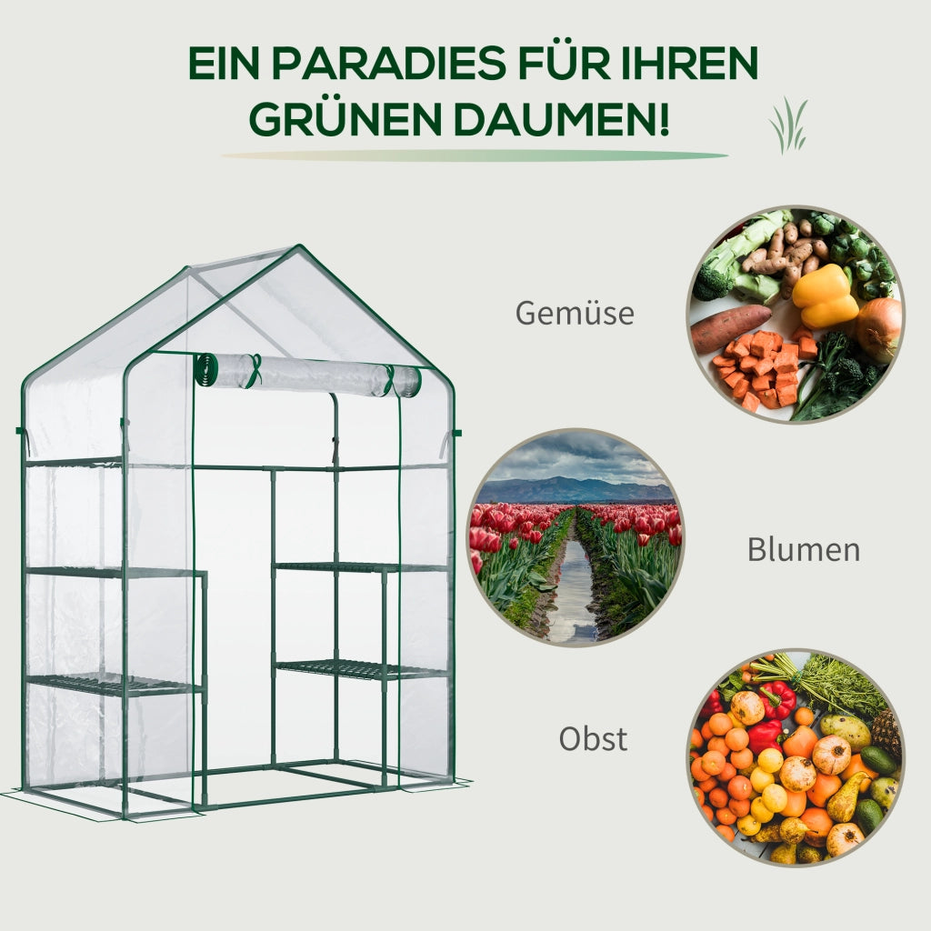 Serra da giardino ¨C zephmum ¨C trasparente acciaio PVC 142x73x195 cm