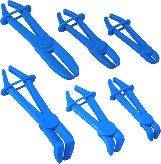 Set di 6 chiavi per tubi in 3 misure per condotti di carburante, condotti di raffreddamento e condotti freno - blu
