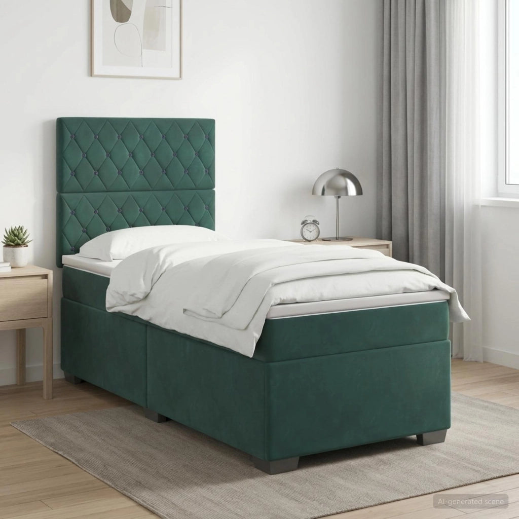Letto box spring con materasso Verde Scuro 90 x 200 cm Velluto 3453563