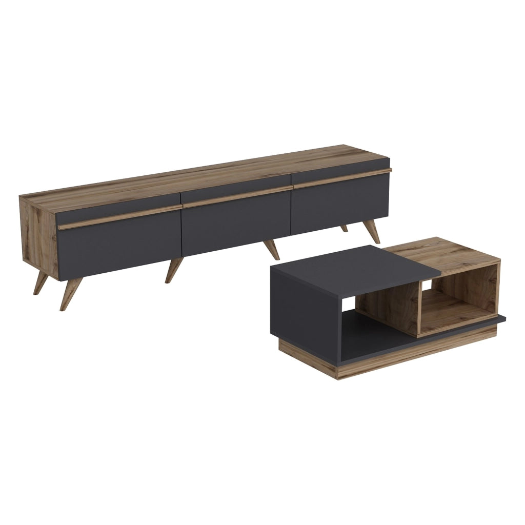 Lerici, set Mobili da Soggiorno Modulabile, Nero Antracite