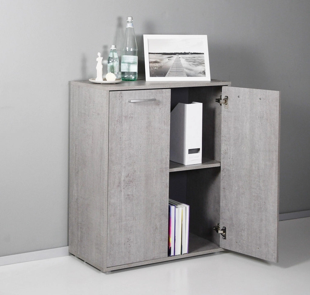 Armadietto Multiuso 2 Ante 87,6x35,3x72 cm in Truciolare Nobilitato Cemento