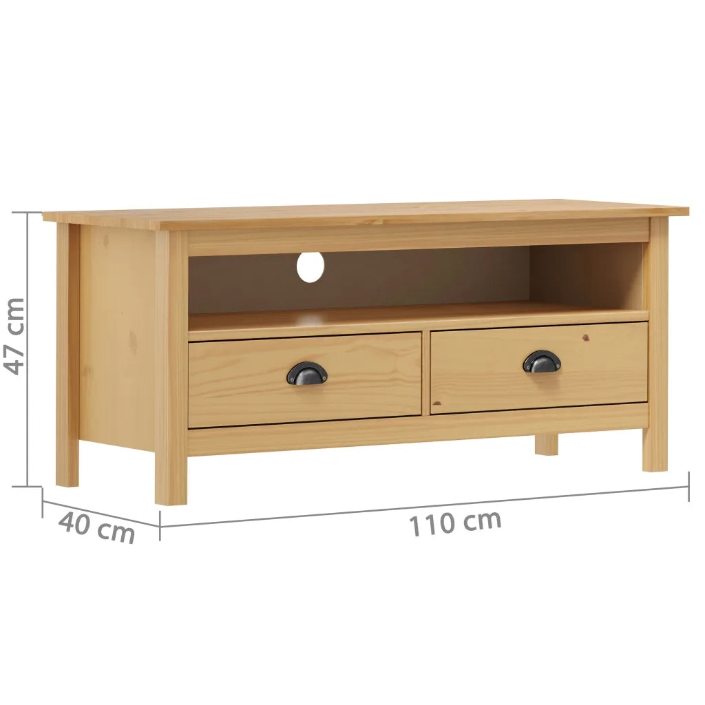 Mobile Porta TV Hill Marrone Miele 110x40x47 cm Legno di Pino cod mxl 19134