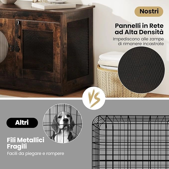 Mobile Lettiera per Gatti 82 x 47 x 60 cm, Casetta in Legno per Animali con Rete Traspirante in Metallo Robusto e Anta, Gabbia Multiuso per Gatti da Interno