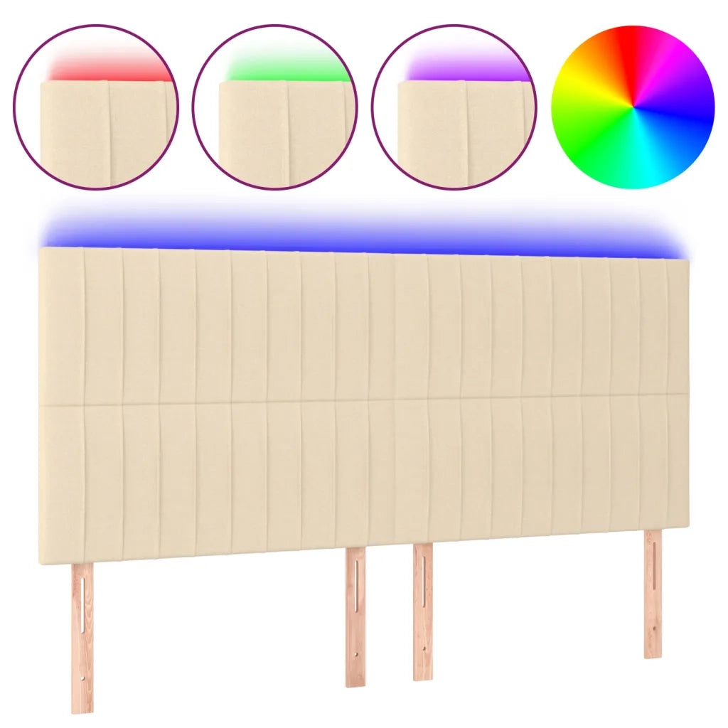 Testiera a LED Crema 160x5x118/128 cm in Tessutocod mxl 121725