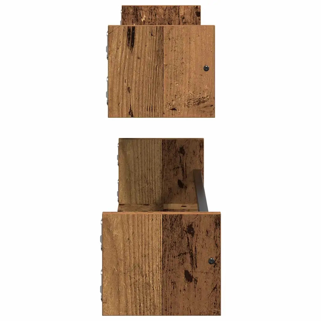 2 pz Scaffale da parete | Ripiano a parete | Mensola a parete Legno vecchio 80 x 16 x 14 cm