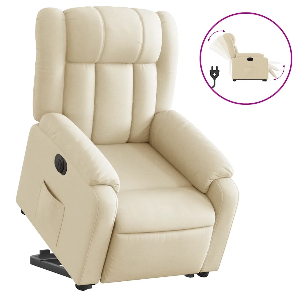 Poltrona Alzapersona Reclinabile Elettrica Crema in Tessuto 3205349