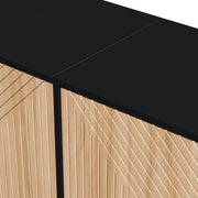 Mobile TV con 4 Ante e Vani Aperti; Frontali 3D a Righe; Stile Moderno; in MDF; 160??38??75 cm; Nero Naturale