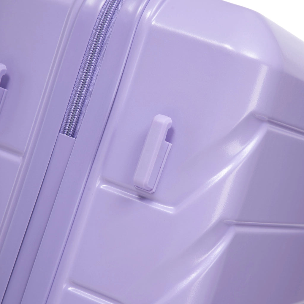 Set di valigie rigide in ABS con trolley a 4 ruote doppie, manico telescopico e borsa cosmetica blu e viola