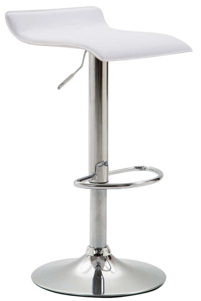 Sgabello Dyn V2 in similpelle bianco,cromo
