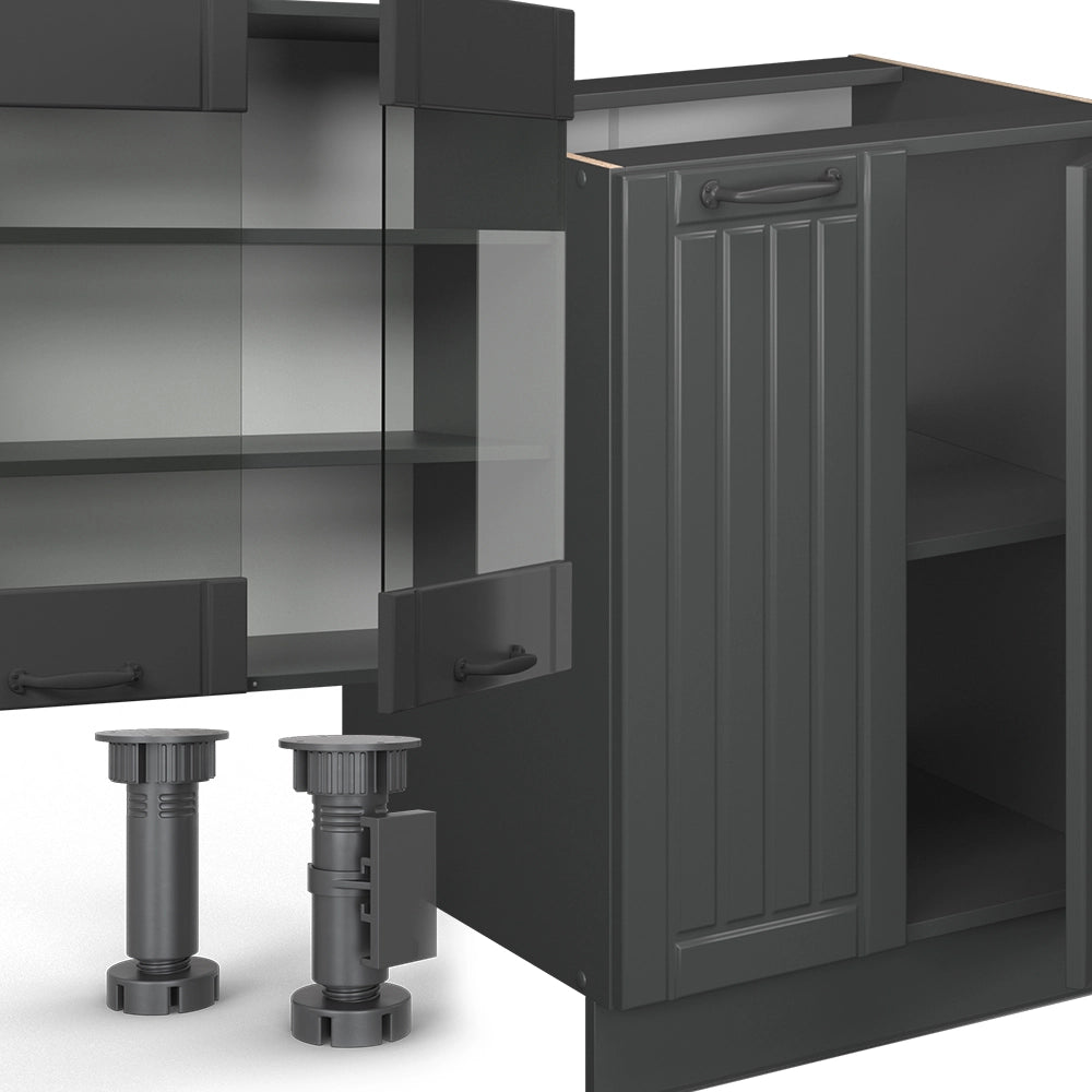 Cucina componibile Fame-Line Grigio scuro/Antracite 300 cm con armadio alto, PL Antracite Vicco