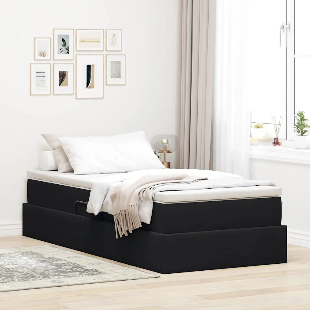 Letto con contenitore e materasso Nero 100 x 200 cm Velluto