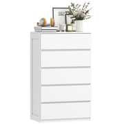 Cassettiera 5 Cassetti Design Moderno Senza Maniglie ¨C Zephmum ¨C Bianco 100x60x39 cm