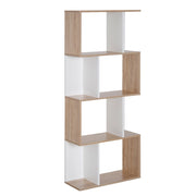 Libreria di Design Moderno 4 ripiani Legno Naturale e Bianco 60x24x148 cm