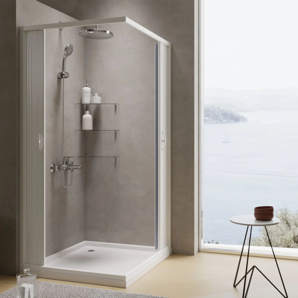 Box doccia a soffietto in PVC 90x100 cm H 185 mod. Aster con apertura centrale
