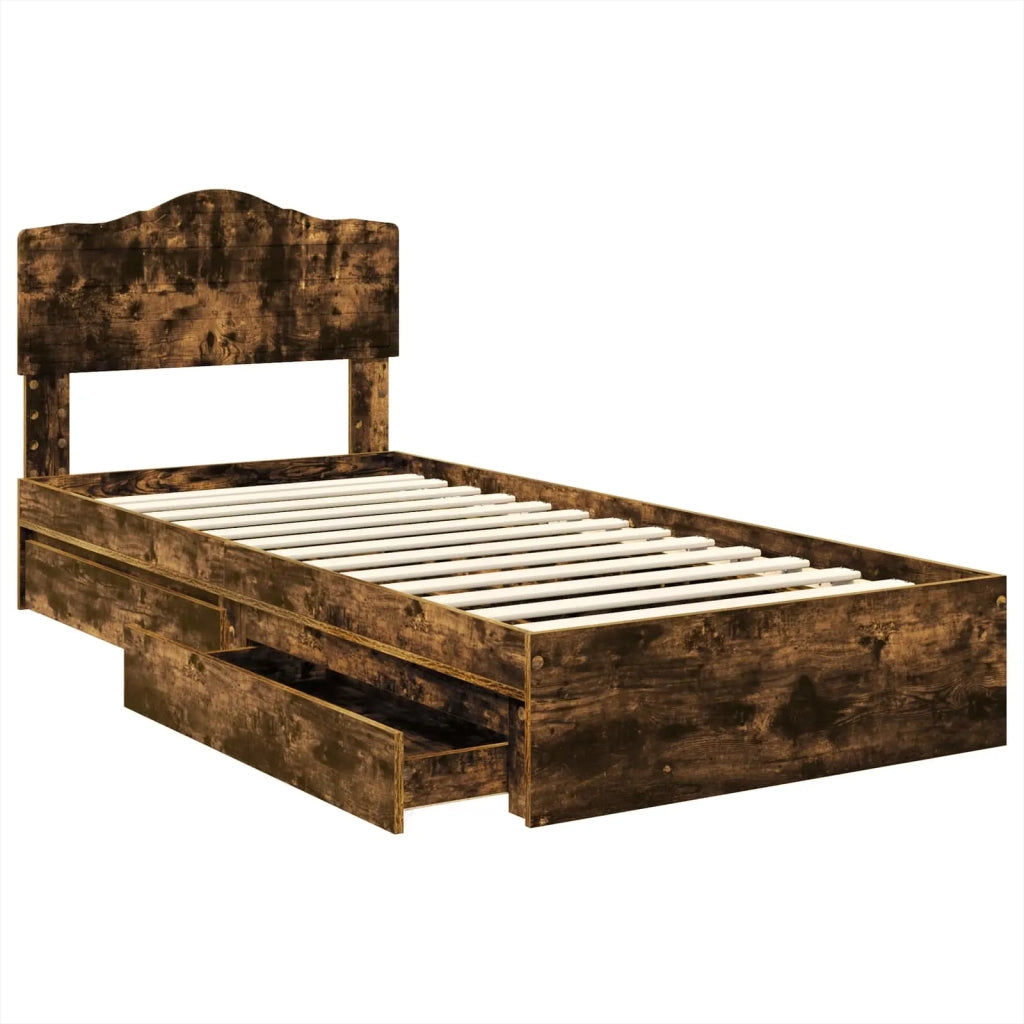 Letto con Contenitore Rovere fumé 70 x 190 cm Legno multistrato 3413149