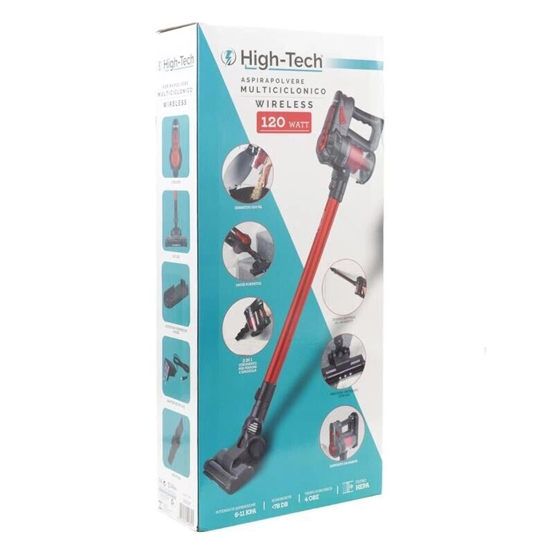 HIGH-TECH ASPIRAPOLVERE MULTI CICLONICO WIRELESS DA 120 W CON BATTERIA A LITHIO