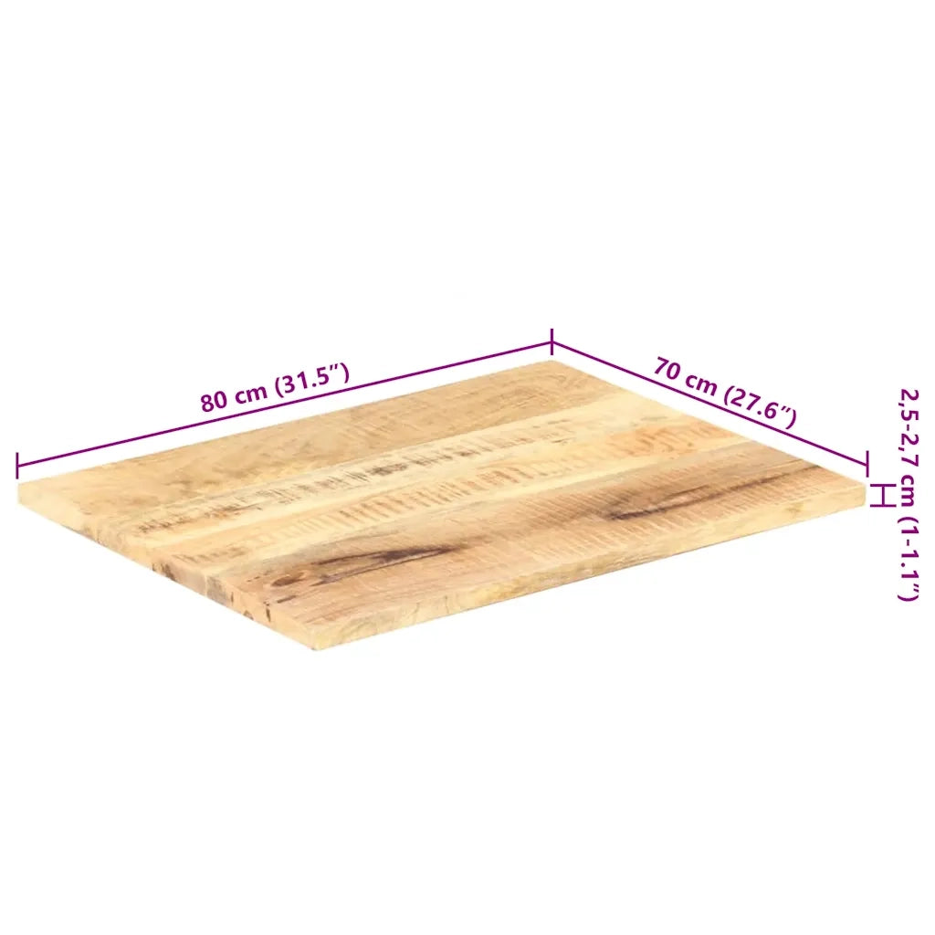 Piano Tavolo in Legno Massello di Mango 25-27 mm 80x70 cm 286028