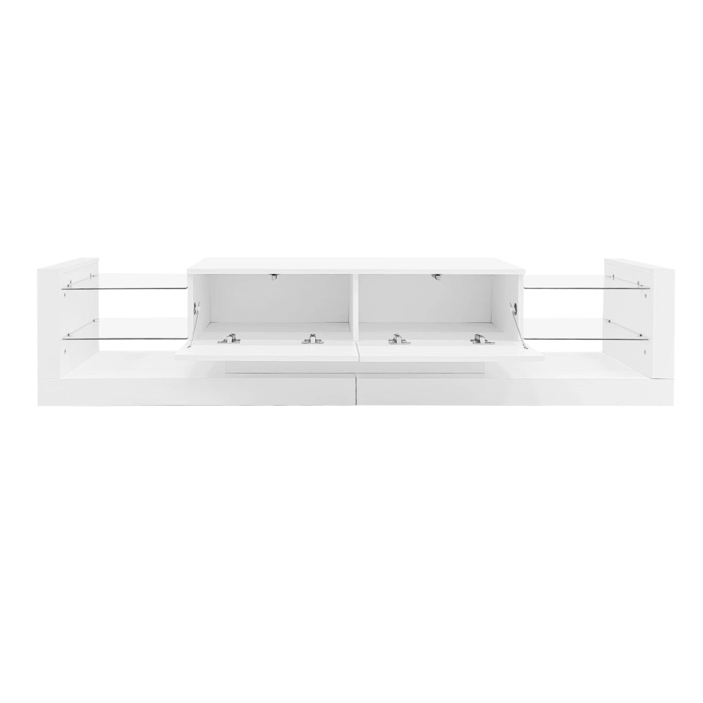 Mobile TV a LED - Zephmum- 181 cm- Lucido, vetro frontale, due cassetti pieghevoli
