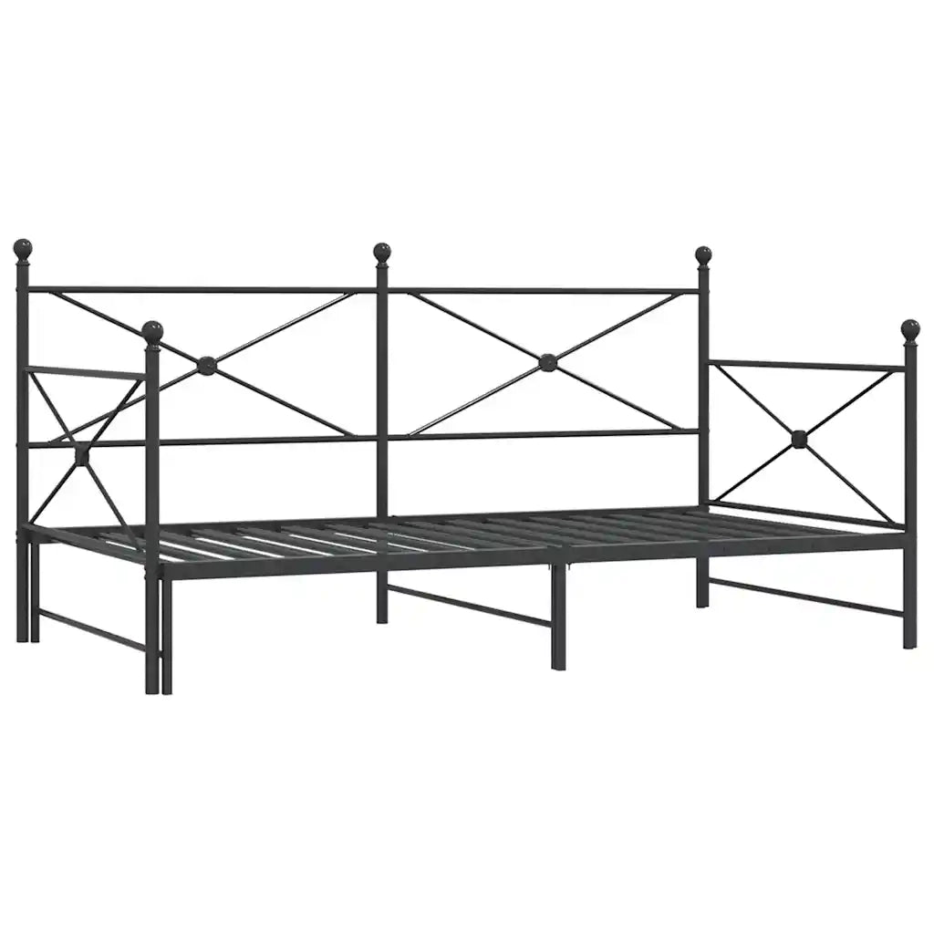 Divano letto | Sof¨¤ letto | Letto singolo Estraibile senza Materasso Nero 100x200 cm Acciaio