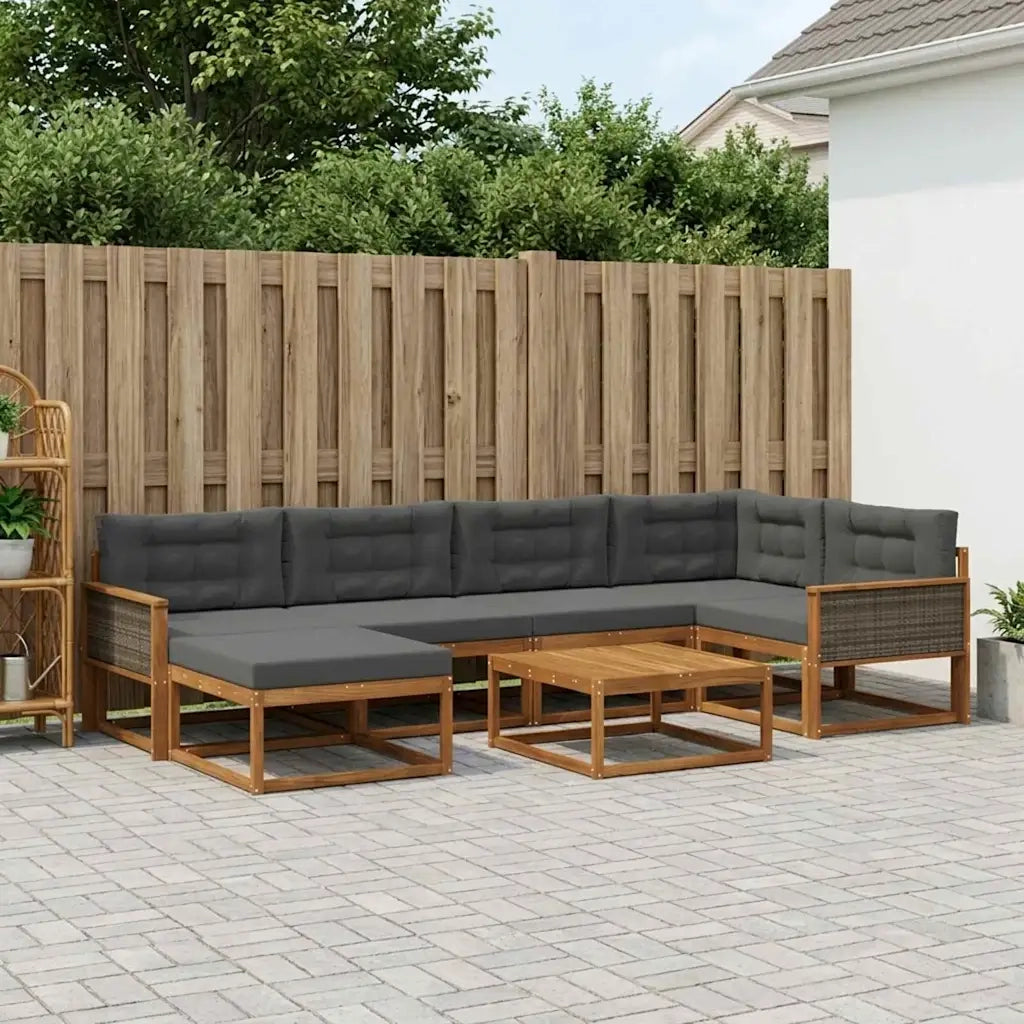 Set di divani da esterno con cuscino 7 pcs Naturale e Antracite 3382720