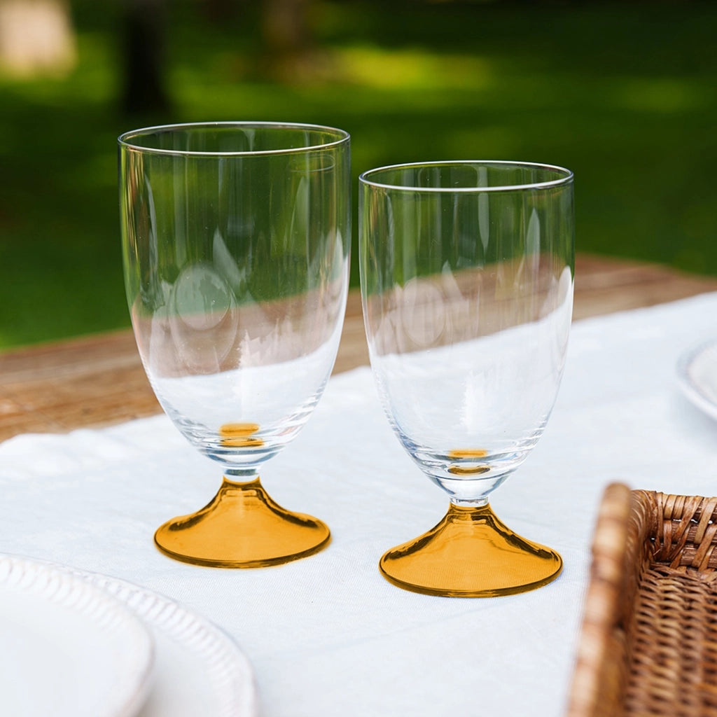 Zafferano Calice Acqua Linea Maestro in Vetro Soda Lime Soffiato a Mano Set da 4 Pezzi Colore Ambra Design Contemporaneo Artigianale Elegante