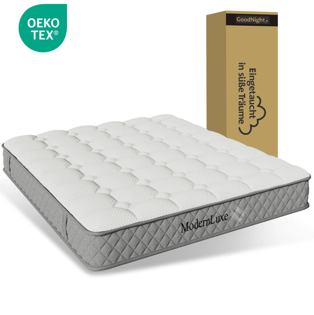 Letto matrimoniale 140x200 cm grigio con materasso H3 e rete a doghe