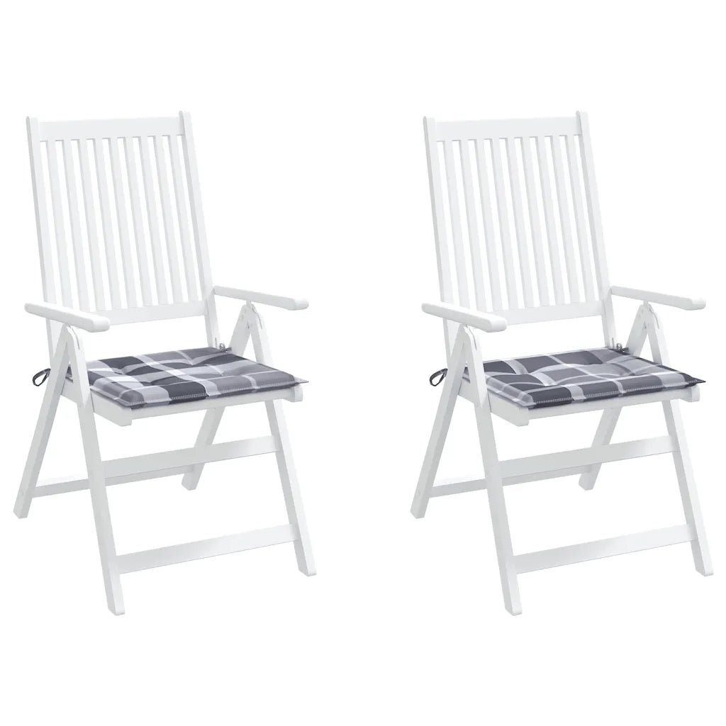 Cuscini per Sedia 2 pz a Quadri Grigi 50x50x3 cm Tessuto Oxford