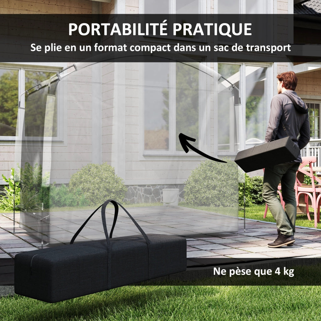Tenda per Biciclette 3-4 Posti ¨C Xylo ¨C 205x140x188 cm Grigio Scuro con 2 Tasche Laterali