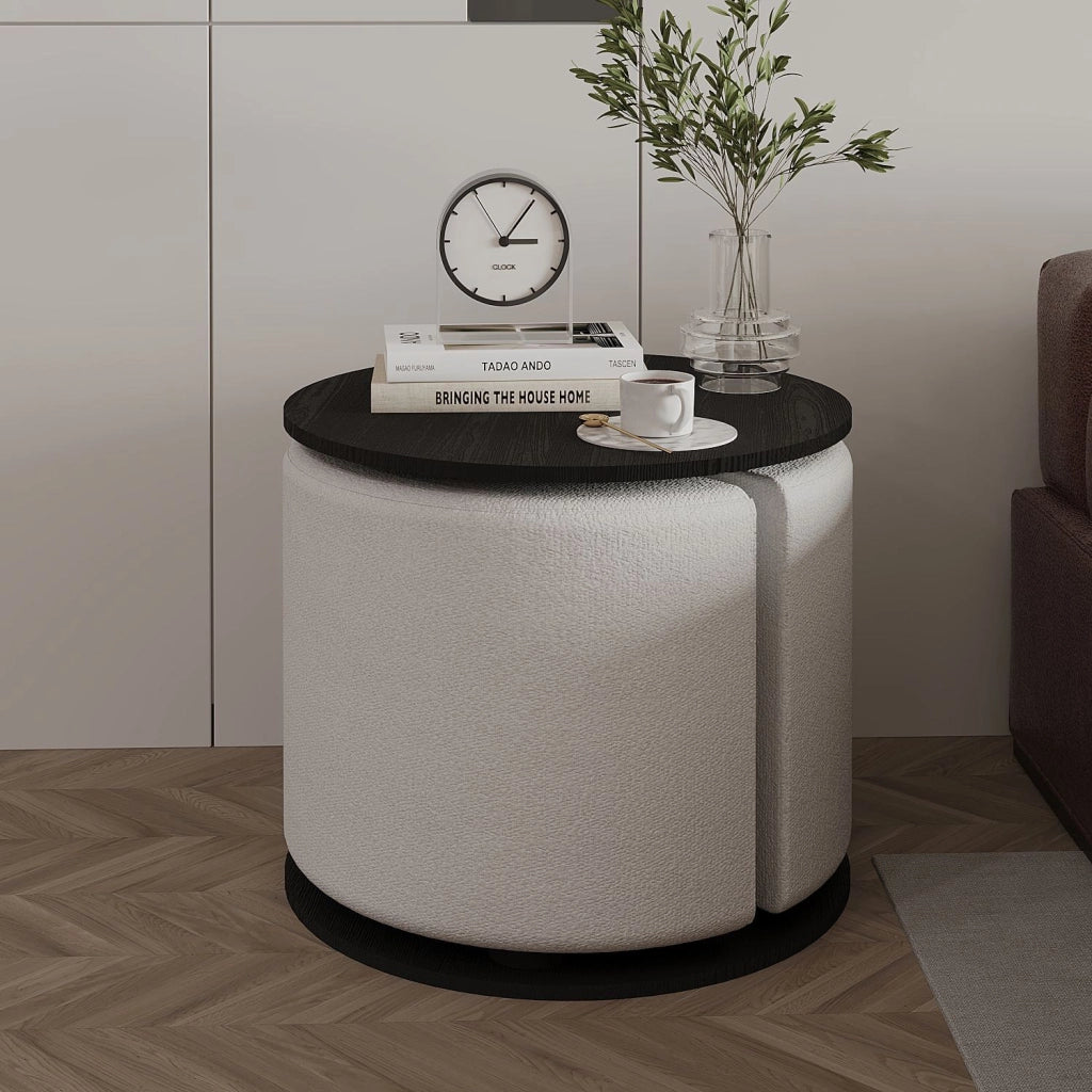 Tavolino in legno "Vexana" con poggiapiedi - 43 x 43 x 47 cm - Nero