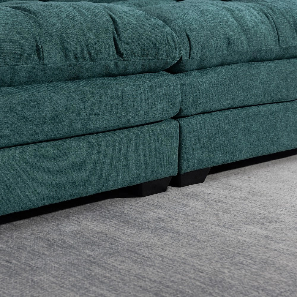 Set divano 2 posti e poltrona ¨C Minimal ¨C in tessuto chenille imbottito con cuscini