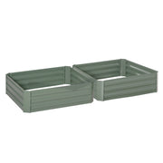 Set di 2 fioriere da giardino 100x100x30 cm in acciaio verde, fondo aperto