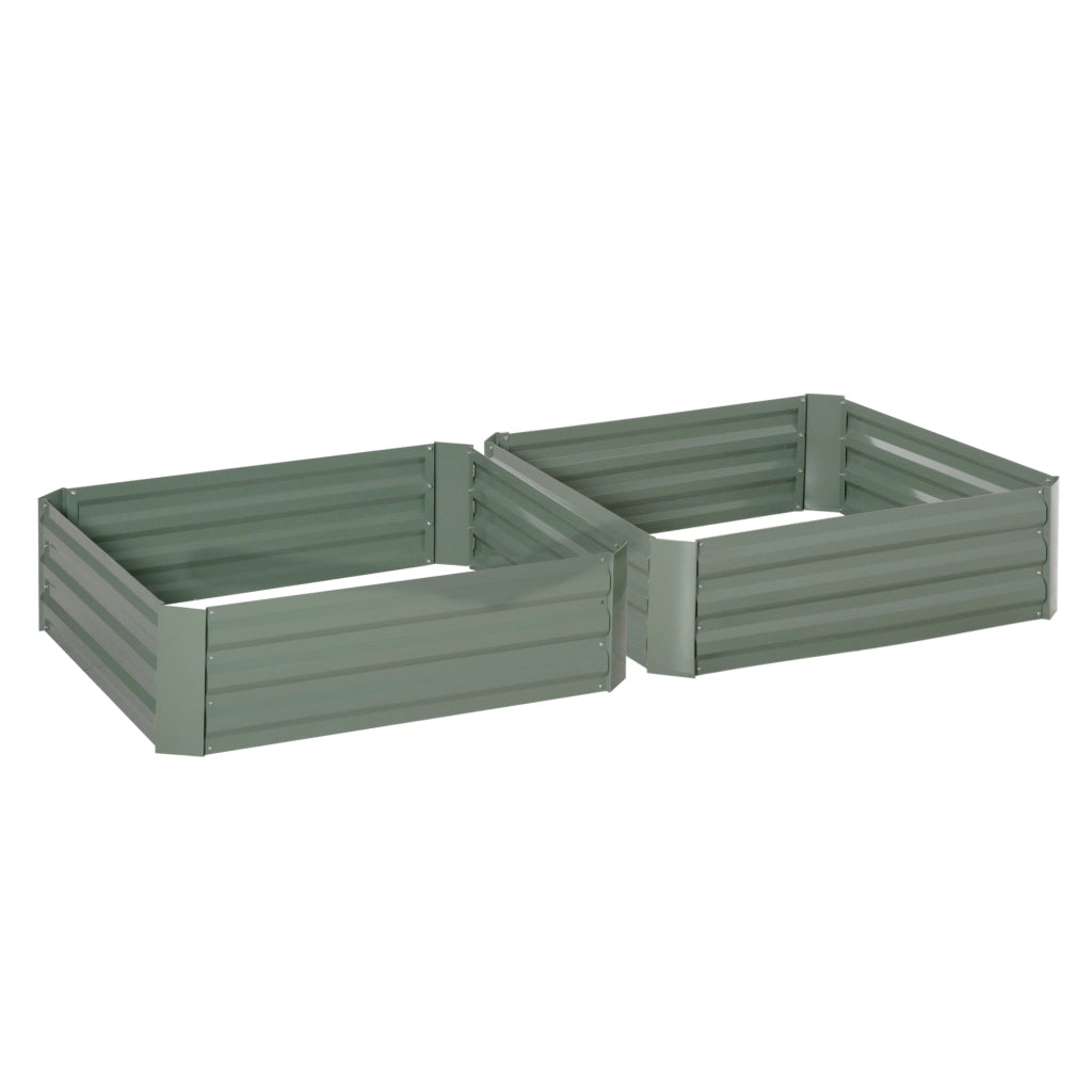Set di 2 fioriere da giardino 100x100x30 cm in acciaio verde, fondo aperto