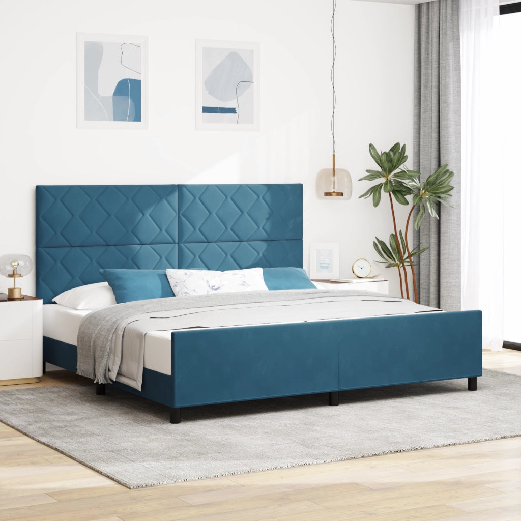 Letto Blu Scuro 200x200 cm in Velluto