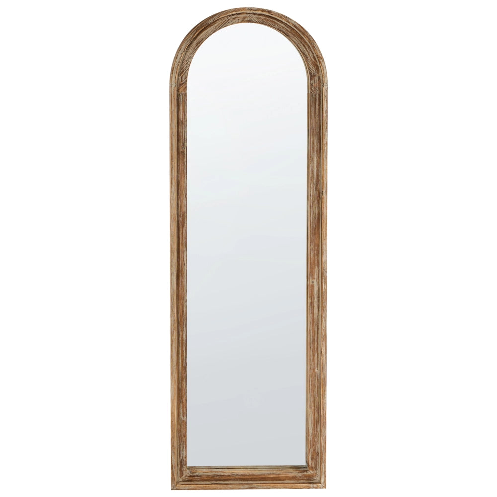 Specchio da parete a figura intera Cornice in legno marrone chiaro Specchio ad arco grande e alto da appendere Camera da letto