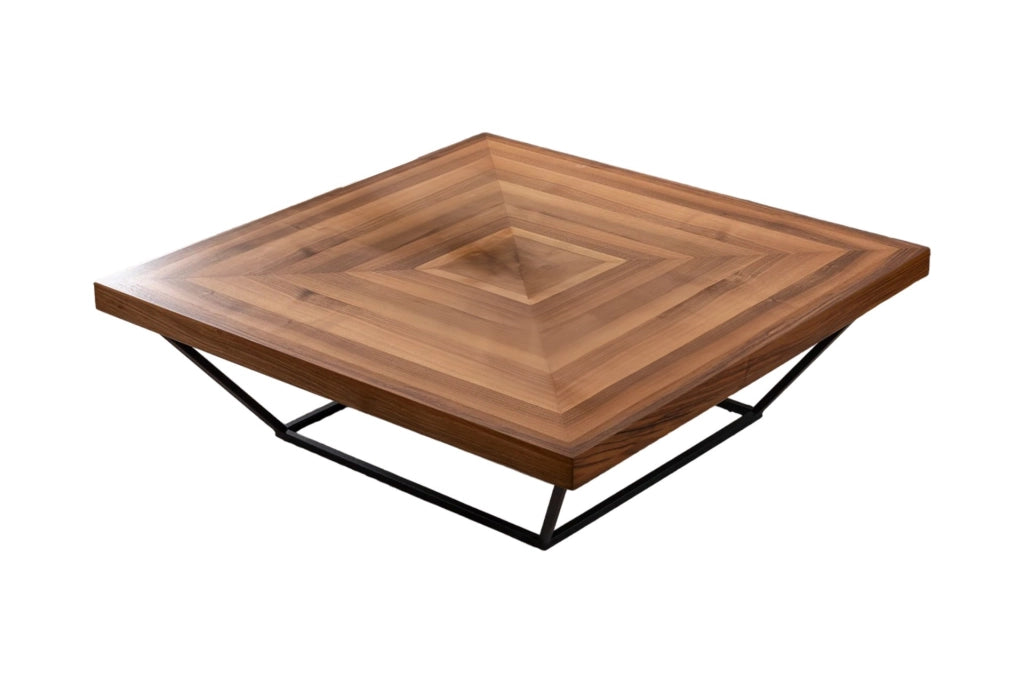 Tavolino in legno "Cora" - 100 x 100 x 32 cm - Noce