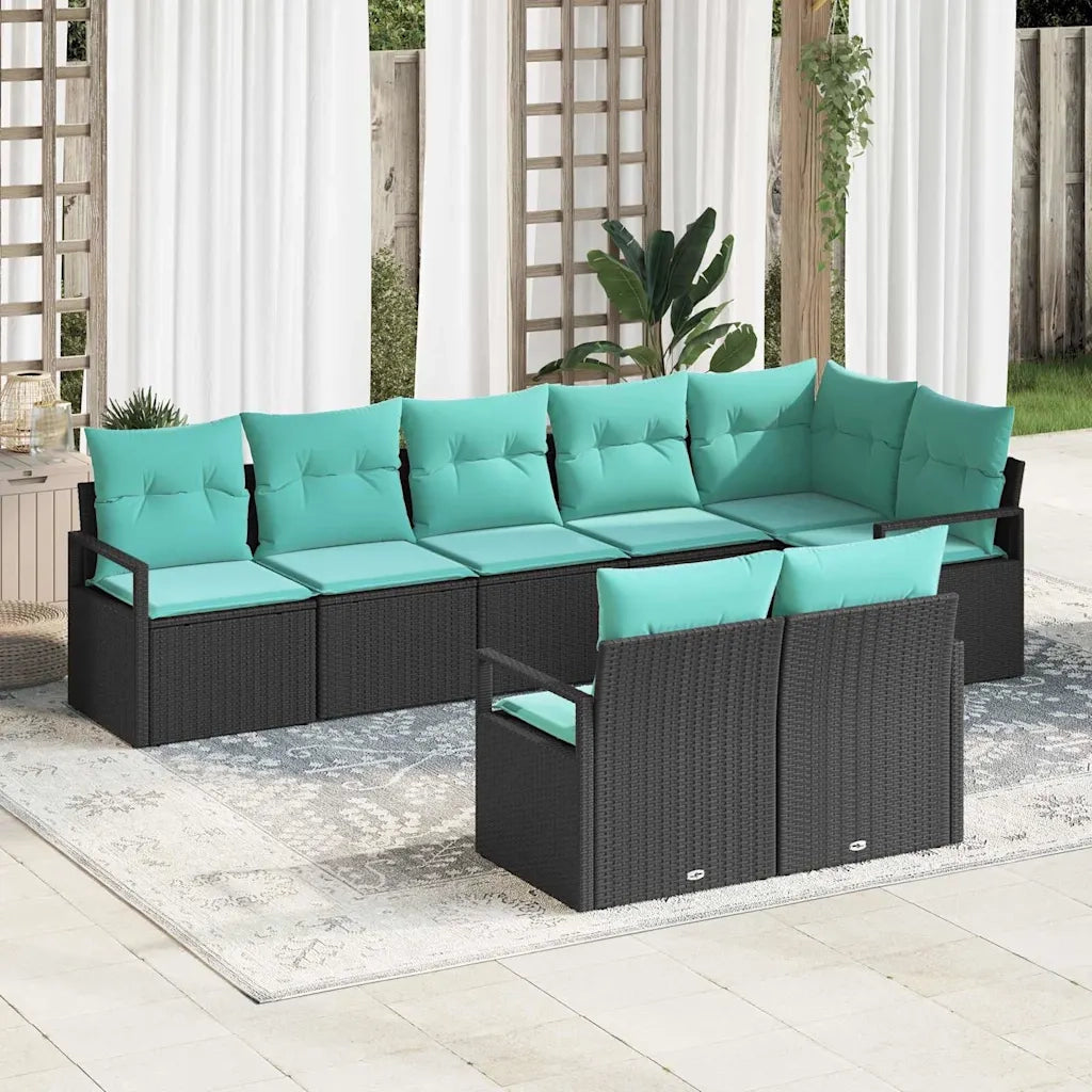 Set di divani 8 pcs Nero polyrattan