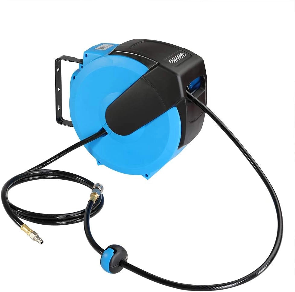 Avvolgitubo ad Aria Compressa Tubo 20m Attacco 1/4' Supporto a Parete Rotante 180° Bobina
