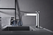 IMEX Miscelatore monocomando per lavabo in ottone cromato con cartuccia ceramica Ø26 mm set 2 flessibili 3-8 inclusi altezza 184 mm canna 135 mm colore cromato modello Imex-BDC033-1