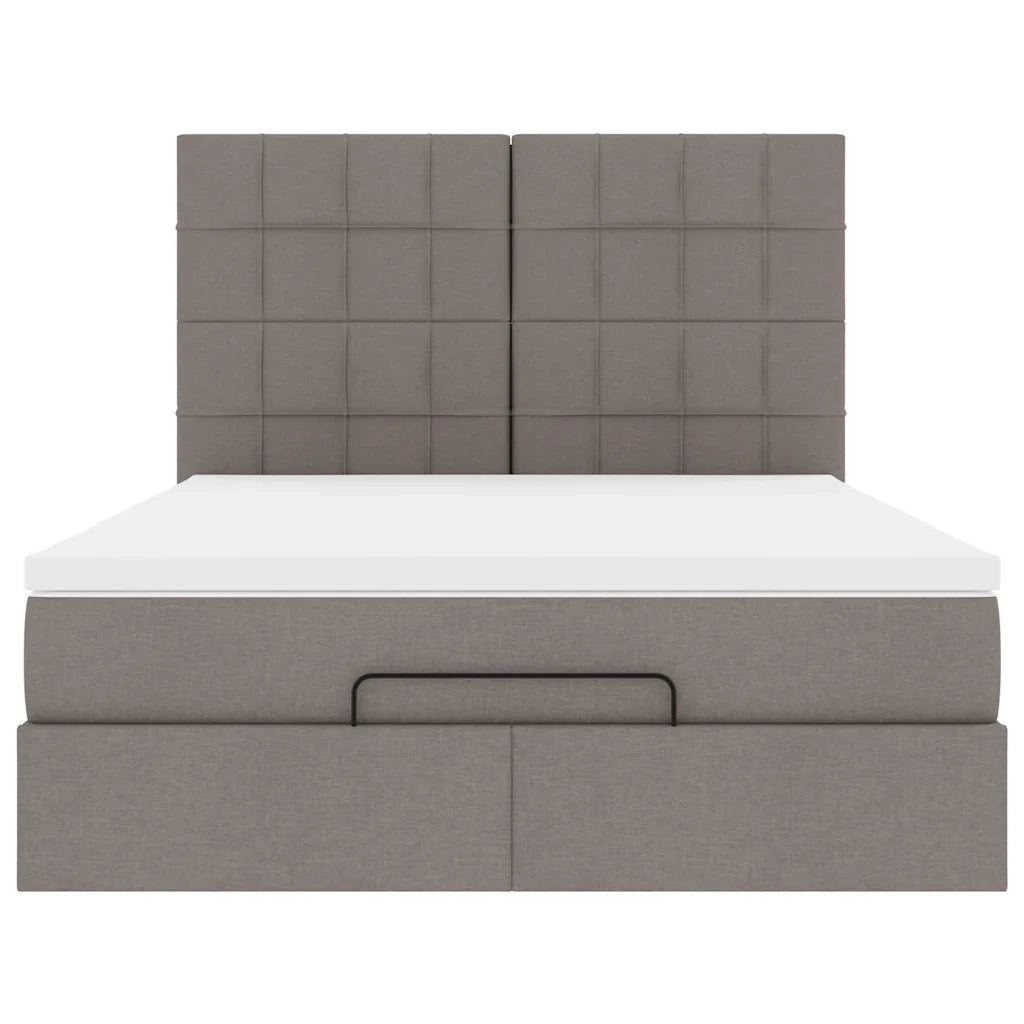 Struttura Letto Pouf con Materasso Tortora 140x200cm in Tessuto 3313165