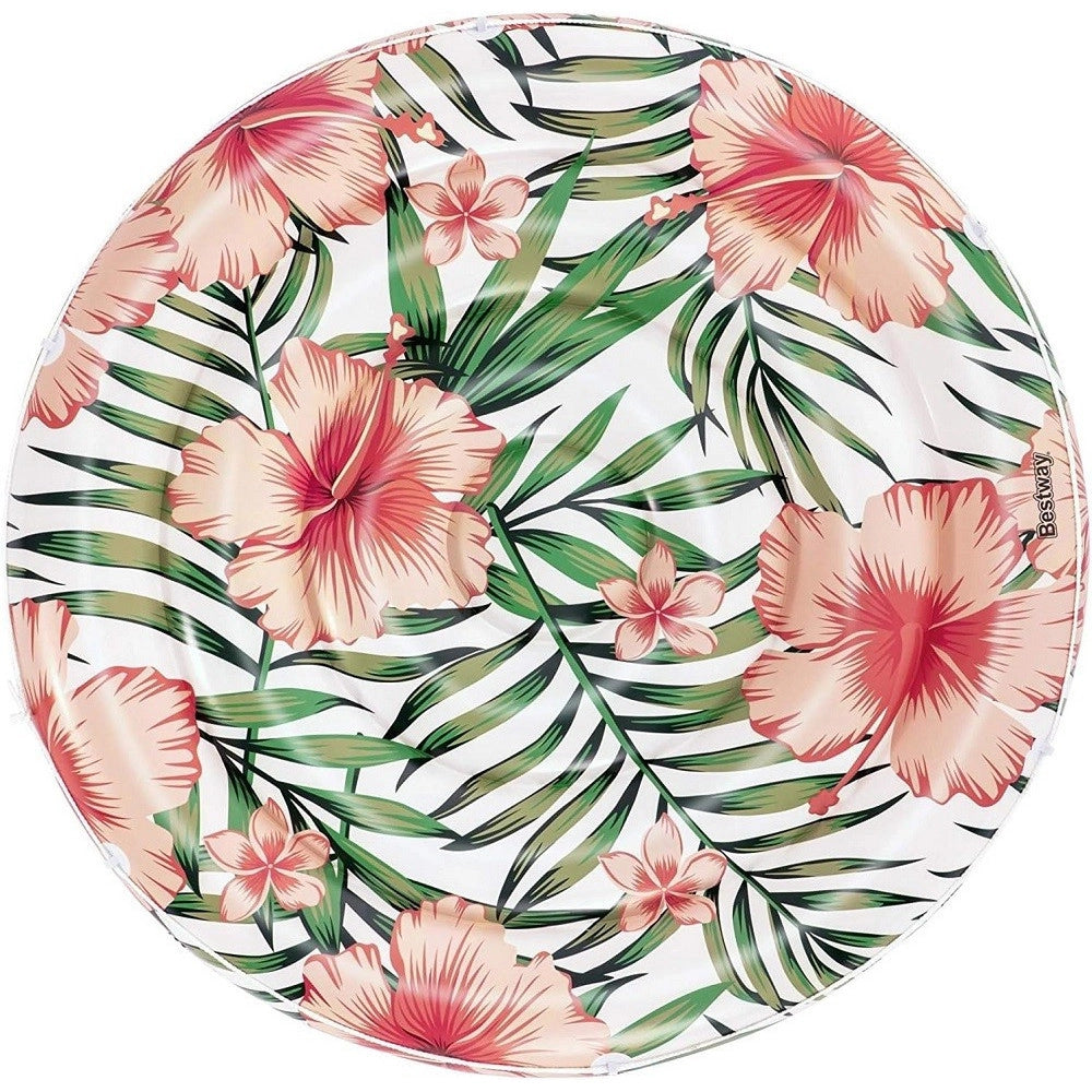 Trade Shop - Isola Gonfiabile Palme Fiori Tropicali Materassino 158 Cm Max. 90 Kg Corda 43410 -