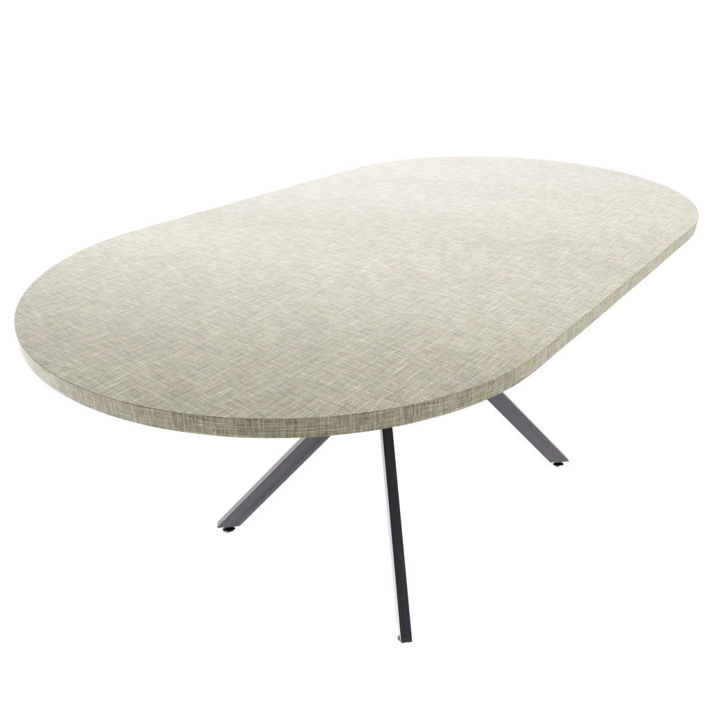 Marui Big - Tavolo da pranzo ovale 180x100 cm in Legno Testurizzato con Piede Centrale in metallo Ashi