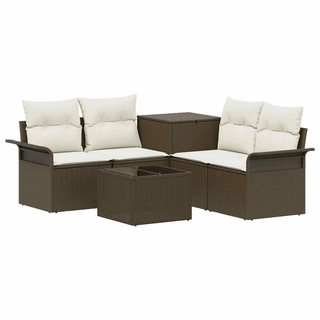 Set di divani 6 pcs 4-Numero di posti Marrone e Bianco Crema 3447076