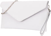 Borsa in pelle con cinturino da spalla elegante per serata in pelle morbida con cinturino da 31,5x16,5cm Saya G369 (Bianco)