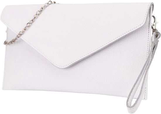 Borsa in pelle con cinturino da spalla elegante per serata in pelle morbida con cinturino da 31,5x16,5cm Saya G369 (Bianco)
