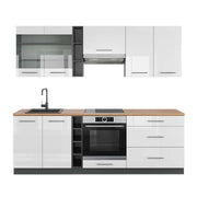 Cucina componibile Fame-Line Bianco lucido/Antracite 235 cm, PL Rovere Vicco