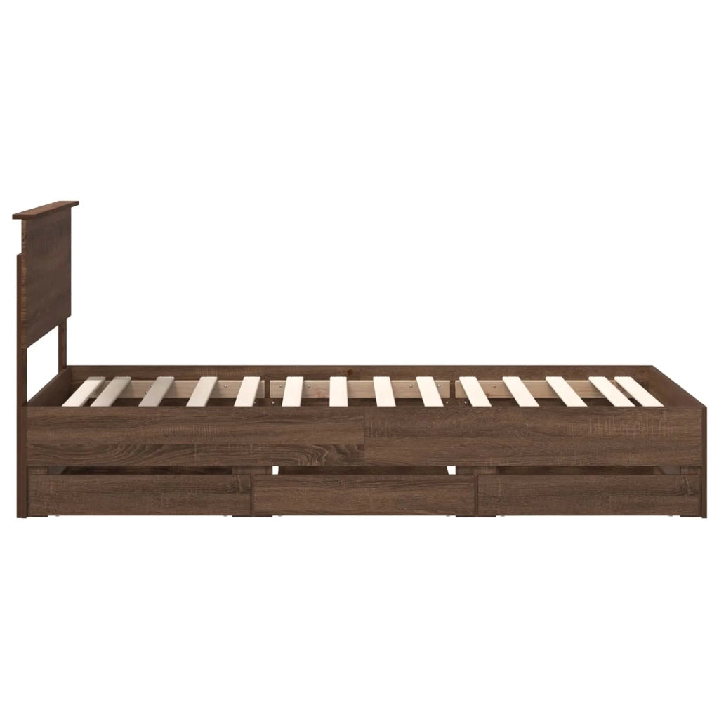 Struttura del letto con cassetto Rovere Marrone 90 x 190 cm