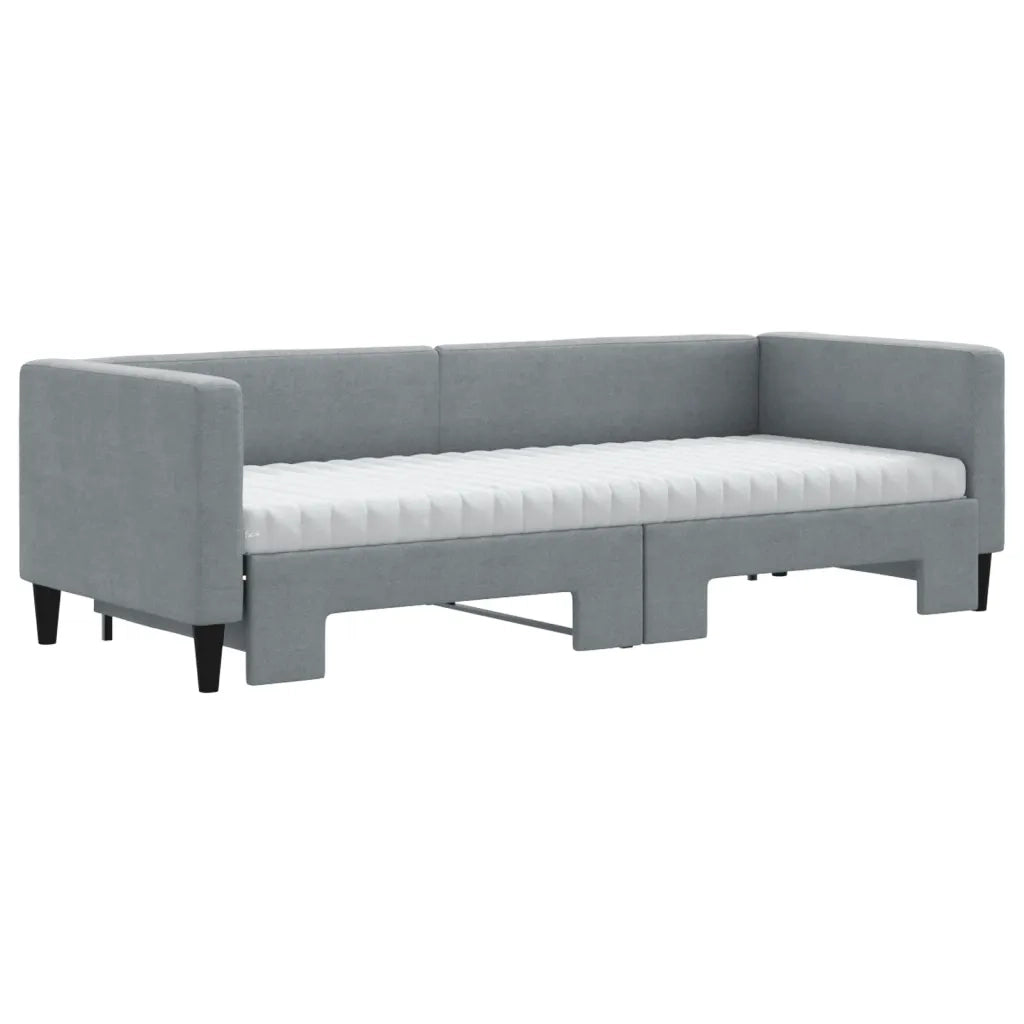 vidaXL Divano Letto Estraibile Materassi Grigio Chiaro 80x200 Tessuto
